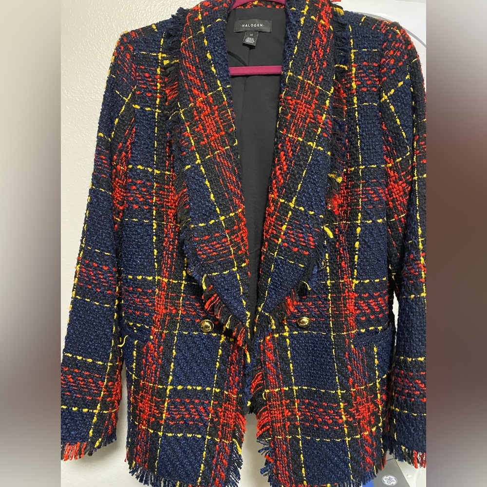 Plaid tweed blazer